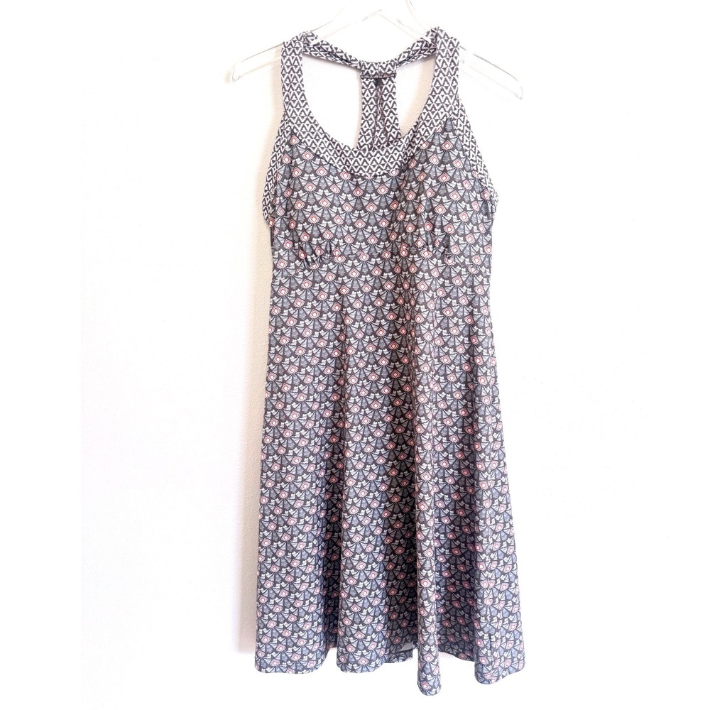 Prana Cali Dress: | Women's Gray Geometric Racerback with Built-in Bra - Picture 2 of 6